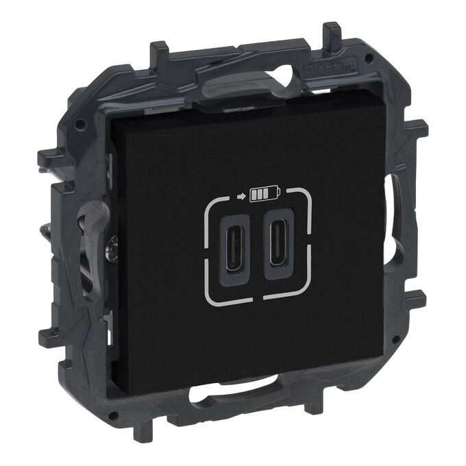 Ładowarka podwójna USB typu C+C 3A Czarny Legrand Niloe Step - 863539B