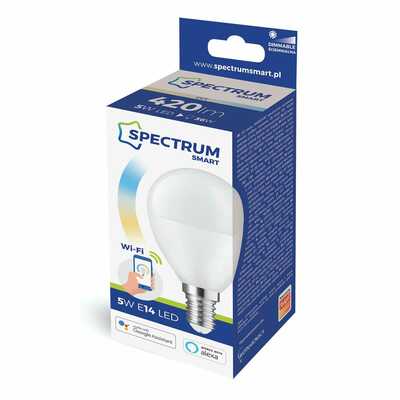 Żarówka LED Wi-Fi ściemnialna kulka 5W E14 CCT DIMM Spectrum SMART - WOJ+14414