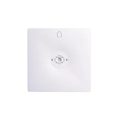 Biała, kwadratowa oprawa awaryjna natynkowa STARLET QUAD LED SO 150 M 1h MT 3,5W marki Intelight, widoczna z przodu.