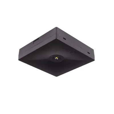 Czarna, kwadratowa oprawa awaryjna natynkowa Intelight STARLET QUAD LED SO 150 M 3h MT 4W z centralnym modułem LED.