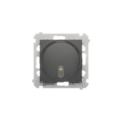 Dzwonek elektroniczny Simon 54 DDT1.01/49 w kolorze czarny mat, zasilany napięciem 8-12V, z subtelnym podświetleniem.