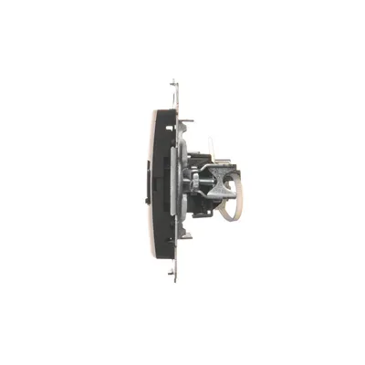 Gniazdo HDMI RJ45 kat. 6 czarny mat Simon 54 z widocznym mechanizmem montażowym, widok z boku.