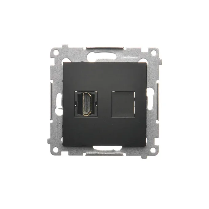 Gniazdo HDMI pojedyncze Czarny mat Simon 54 - DGHDMI.01/49, producent Kontakt-Simon. Gniazdo naścienne z jednym portem HDMI.