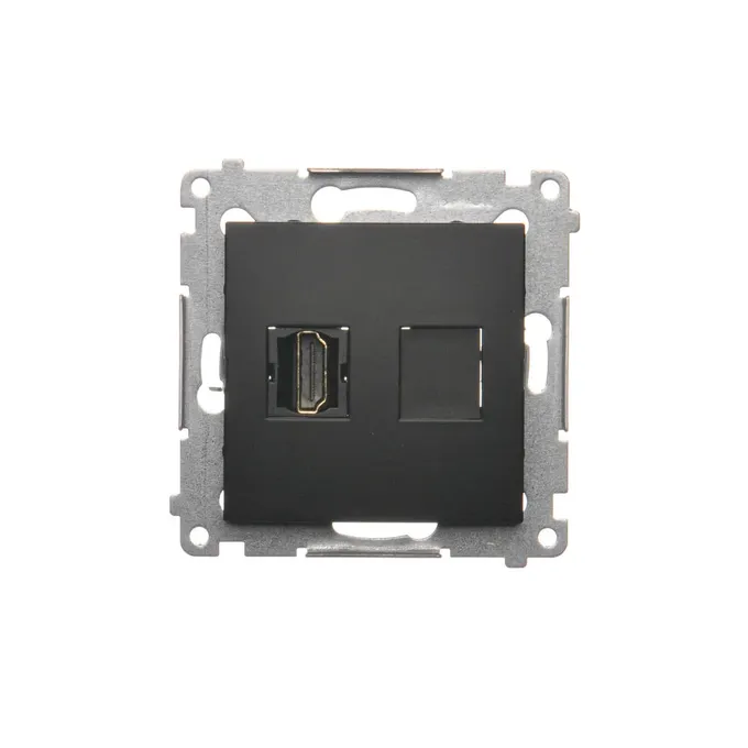 Gniazdo HDMI pojedyncze w kolorze czarny mat z serii Simon 54, model DGHDMI.01/49, producenta Kontakt-Simon.