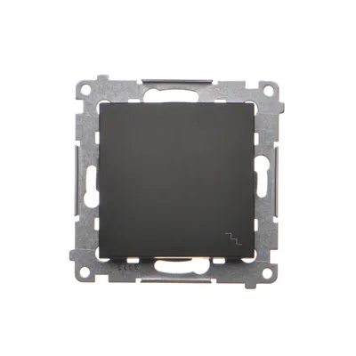 Łącznik schodowy Simon 54 DW6.01/49 w kolorze czarny mat, 10AX, z metalowym mechanizmem mocującym.
