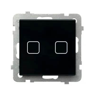 Ospel Sonata Touch ŁPD-2RS/m/32 - podwójny łącznik dotykowy z czarnego szkła, świecznikowy.