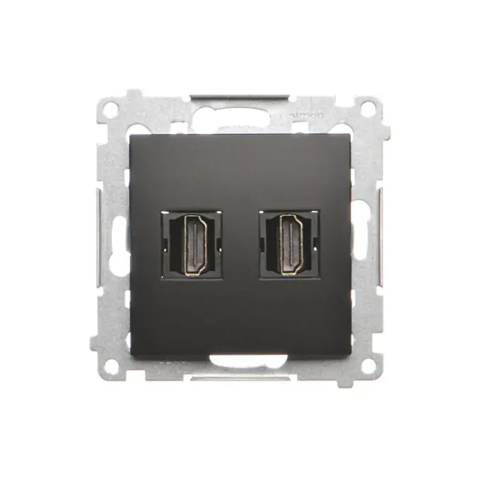Podwójne gniazdo HDMI w kolorze czarny mat, seria Simon 54, producent Kontakt-Simon.