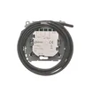 Regulator temperatury Simon 54 DTRNSZ.01/49 z czujnikiem zewnętrznym, czarny mat, 230V, 16A, na białym tle.