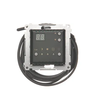 Regulator temperatury z wyświetlaczem LED i czujnikiem zewnętrznym, czarny mat, Simon 54 - DTRNSZ.01/49