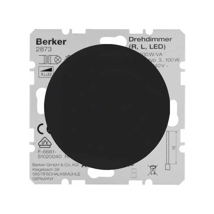 Roszerzenie ściemniacza LED komfort do układu schodowego Czarny połysk Berker R.1/R.3/R.8