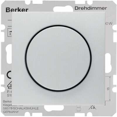 Ściemniacz LED przyciskowo-obrotowy komfort z możliwością rozszerzenia do układu schodowego Alu mat Berker B.3/B.7