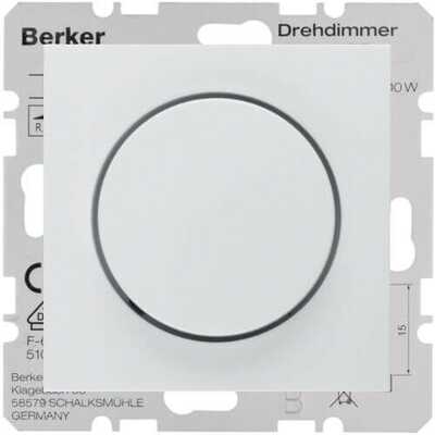 Ściemniacz LED przyciskowo-obrotowy komfort z możliwością rozszerzenia do układu schodowego Biały połysk Berker B.Kwadrat