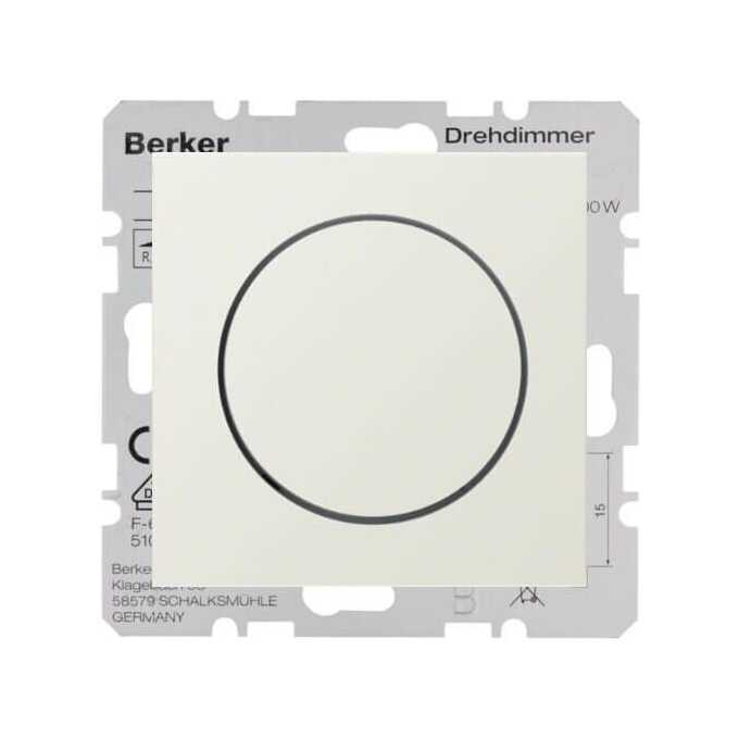 Ściemniacz LED przyciskowo-obrotowy komfort z możliwością rozszerzenia do układu schodowego Kremowy połysk Berker B.Kwadrat