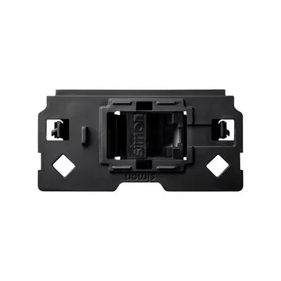 Adapter pojedynczy RJ45 kompatybilny ze standardem Keystone i Systimax, mechanizm Simon 100, kolor czarny.