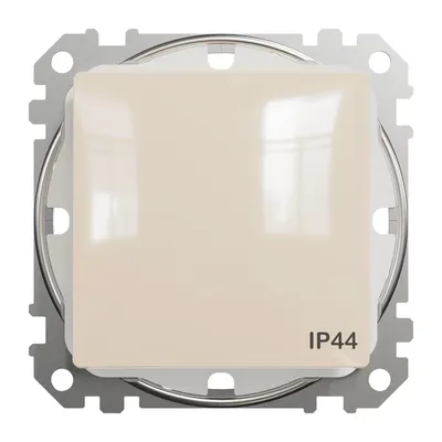 Beżowy łącznik schodowy IP44 Schneider Sedna Design&amp;Elements SDD212106 na metalowym stelażu.