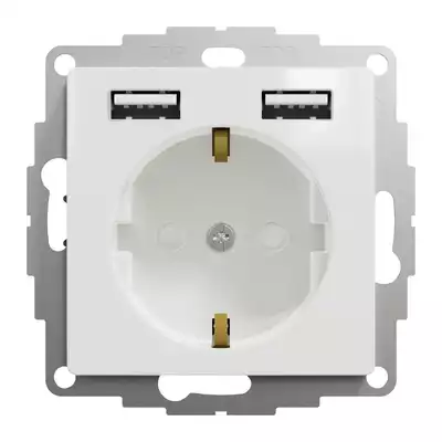 Gniazdo Schuko z ładowarką USB A+A 2,4A Biały Schneider Sedna Design&amp;Elements - SDD111052
