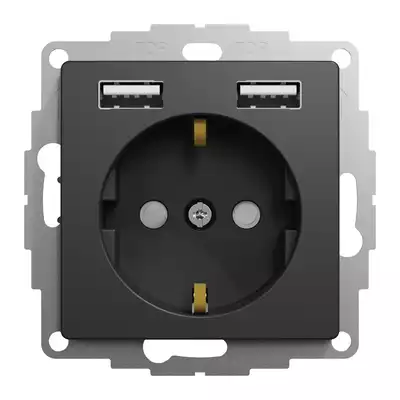 Gniazdo Schuko z ładowarką USB A+A 2,4A Czarny Antracyt Schneider Sedna Design&amp;Elements - SDD114052
