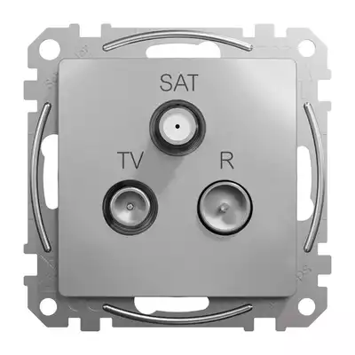 Gniazdo antenowe R-TV-SAT przelotowe (10dB) Srebrne Aluminium Schneider Sedna Design&amp;Elements - SDD113488