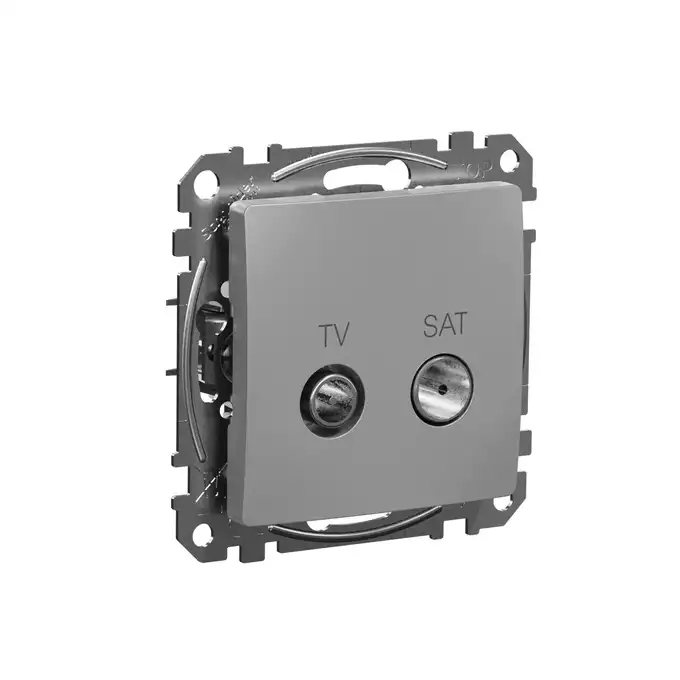 Gniazdo antenowe TV-SAT przelotowe (7dB) Srebrne Aluminium Schneider Sedna Design&amp;Elements - SDD113474S
