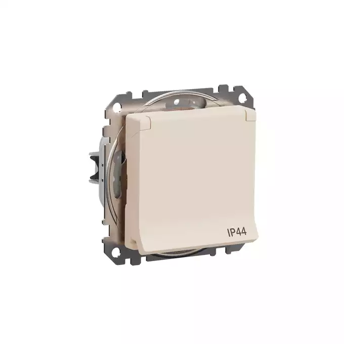 Gniazdo bryzgoszczelne z przesłonami IP44 (szybkozłącza) Beżowy Schneider Sedna Design&amp;Elements - SDD212014