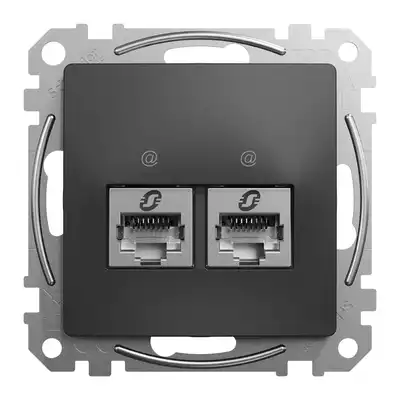 Gniazdo komputerowe podwójne 2xRJ45 kat.5e ekranowane Czarny Antracyt Schneider Sedna Design&amp;Elements - SDD114452S