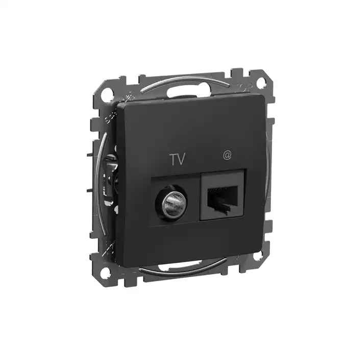 Gniazdo komputerowo-antenowe TV+RJ45 kat.6 Czarny Antracyt Schneider Sedna Design&amp;Elements - SDD114469T
