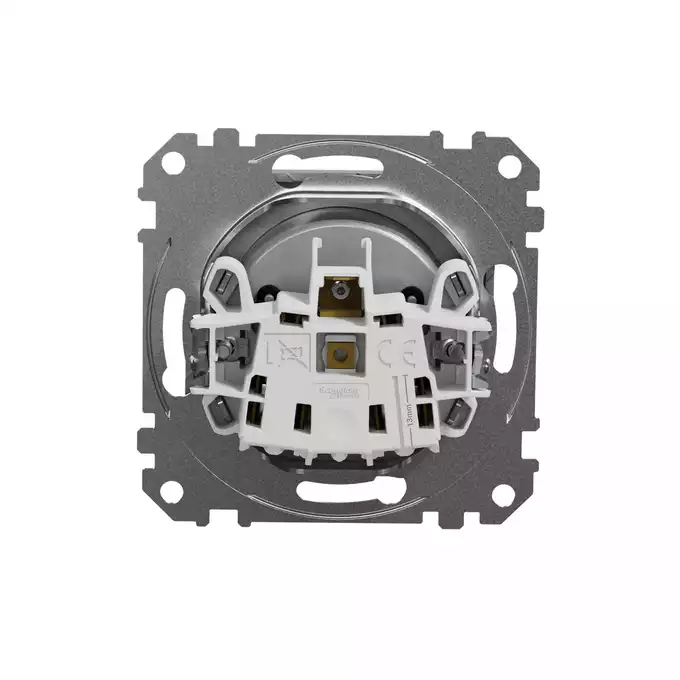 Gniazdo pojedyncze z uziemieniem i przesłonami Srebrne Aluminium Schneider Sedna Design&amp;Elements - SDD113011