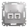 Gniazdo telefoniczne podwójne 2xRJ11 Srebrne Aluminium Schneider Sedna Design&amp;Elements - SDD113492