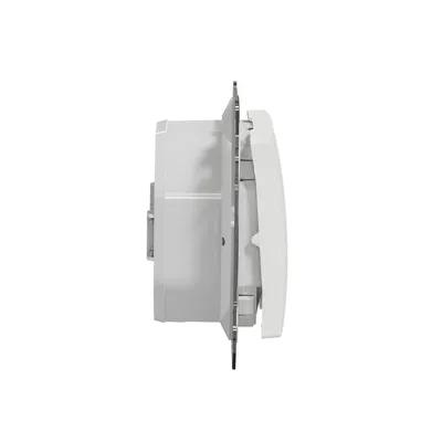 Łącznik jednobiegunowy IP44 Biały Schneider Sedna Design&amp;Elements SDD211101, widok z boku na biały mechanizm.
