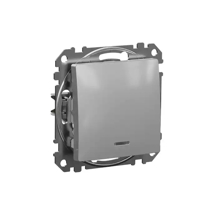 Łącznik jednobiegunowy z podświetleniem Srebrne Aluminium Schneider Sedna Design&amp;Elements - SDD113101L