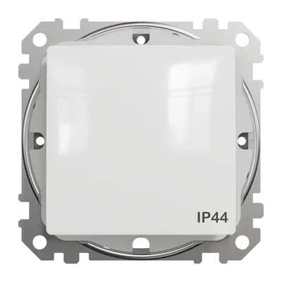 Łącznik krzyżowy IP44 Schneider Sedna Design&amp;Elements biały, z metalowym stelażem montażowym.