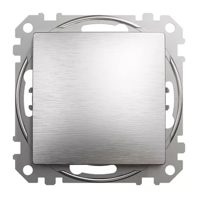 Łącznik krzyżowy Schneider Sedna Elements SDD170107U w kolorze szczotkowanego aluminium, widok z przodu na białym tle.