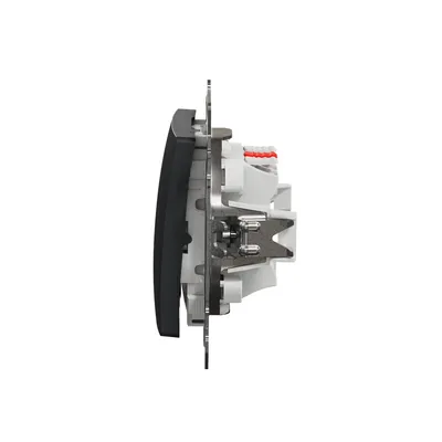 Łącznik krzyżowy z podświetleniem Czarny Antracyt Schneider Sedna Design&amp;Elements SDD114107L - widok z boku, prezentujący mechanizm i detale produktu.