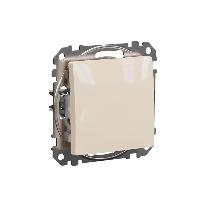 Łącznik schodowy 10AX beżowy Schneider Electric z serii Sedna Design&amp;Elements, model SDD112106, na białym tle.