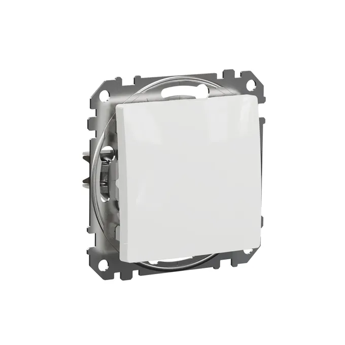 Łącznik schodowy 10AX biały Schneider Electric z serii Sedna Design&amp;Elements, model SDD111106, na białym tle.