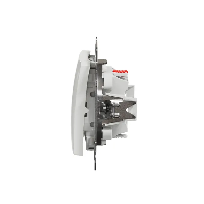 Łącznik schodowy Schneider Sedna Design&amp;Elements Biały SDD111106, widok z boku na mechanizm.