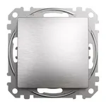 Łącznik schodowy Schneider Sedna Elements, szczotkowane aluminium, 10AX, model SDD170106U, na białym tle.