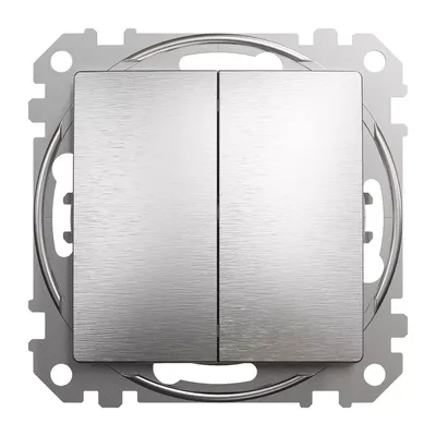 Łącznik schodowy podwójny Schneider Sedna Elements SDD170108U w kolorze szczotkowanego aluminium z dwoma klawiszami.