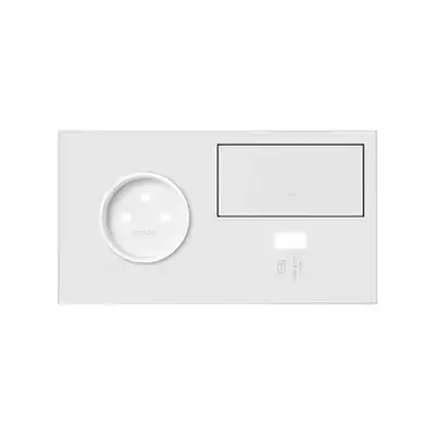 Panel podwójny gniazdo pojedyncze + 1 klawisz + ładowarka USB (lewa strona) Biały mat Simon 100 - 10020225-230