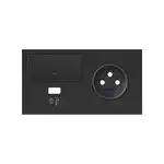 Panel podwójny gniazdo pojedyncze + ściemniacz + ładowarka USB (prawa strona) Czarny mat Simon 100 - 10020227-238