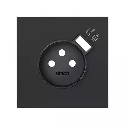Panel pojedynczy gniazdo pojedyncze z ładowarką USB Czarny mat Simon 100 - 10020121-238