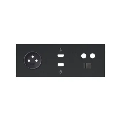 Panel potrójny gniazdo pojedyncze, HDMI, USB, TV, RJ45, czarny mat, Simon 100