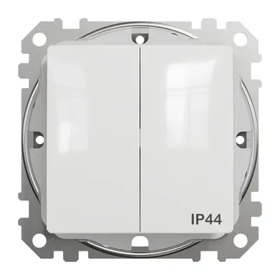 Podwójny łącznik świecznikowy IP44 Schneider Sedna Design&amp;Elements, biały, model SDD211105