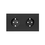 Podwójny panel Simon 100 w kolorze czarny mat z dwoma gniazdami pojedynczymi, idealny do nowoczesnych wnętrz.