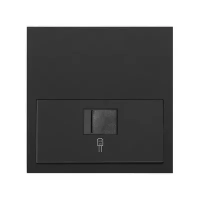 Pojedyncze gniazdo komputerowe RJ45 w kolorze czarnym matowym, seria Simon 100.