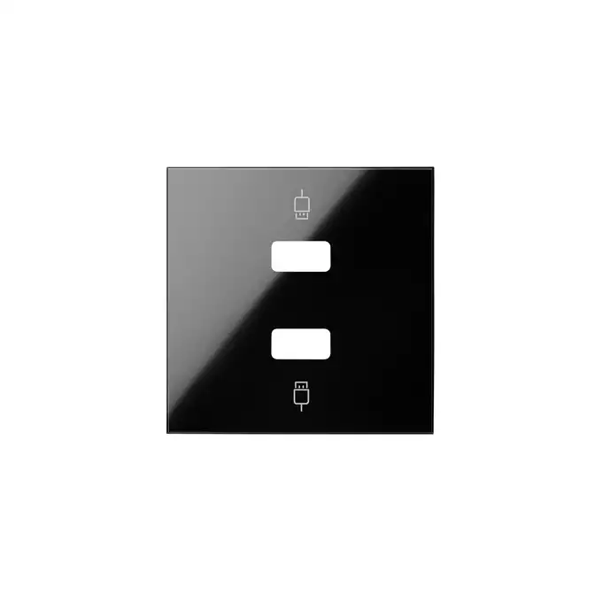 Pokrywa gniazda USB podwójnego Czarny połysk Simon 100 - 10001090-138