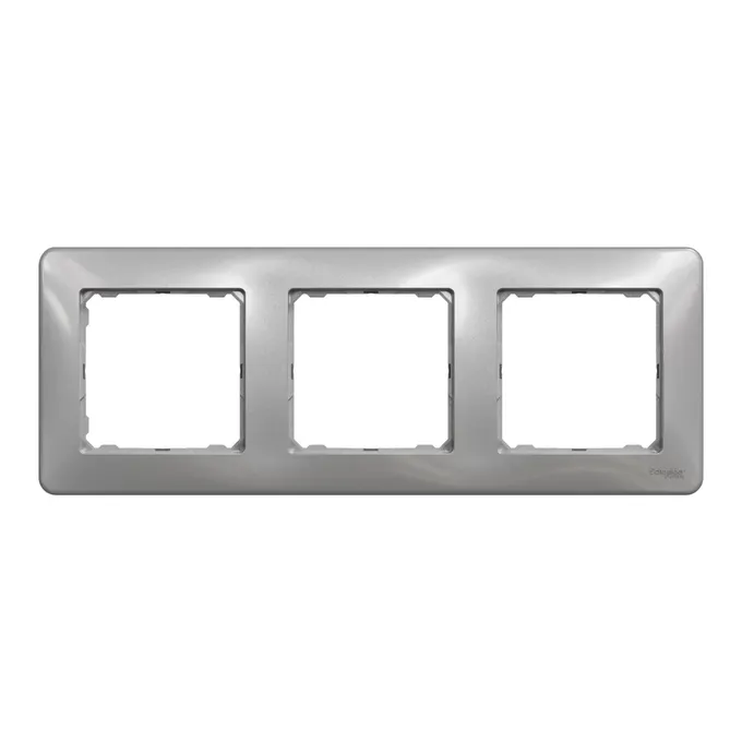 Potrójna ramka Schneider Sedna Design w kolorze srebrnego aluminium, SDD313803, z miejscem na trzy moduły.