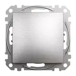 Przycisk zwierny Schneider Sedna Elements SDD170111U ze szczotkowanego aluminium, widok z przodu na białym tle.