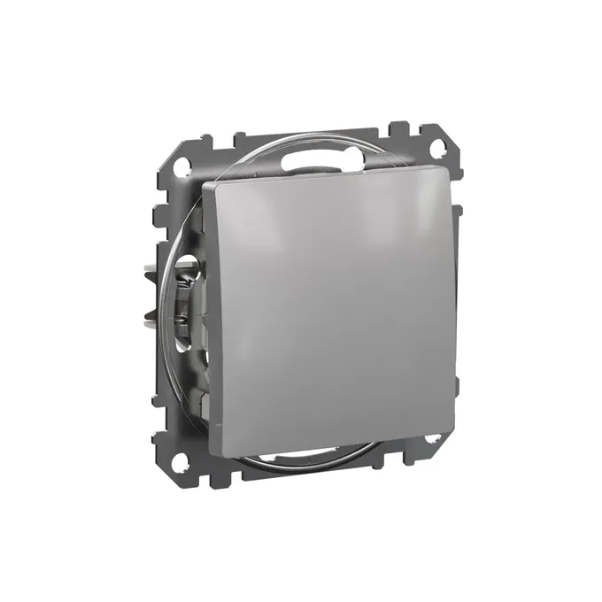 Przycisk zwierny Srebrne Aluminium Schneider Sedna Design&amp;Elements SDD113111 - elegancki element instalacji elektrycznej.