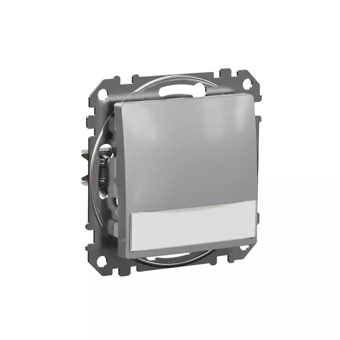 Przycisk zwierny z etykietą i podświetleniem 12V Srebrne Aluminium Schneider Sedna Design&amp;Elements - SDD113143L